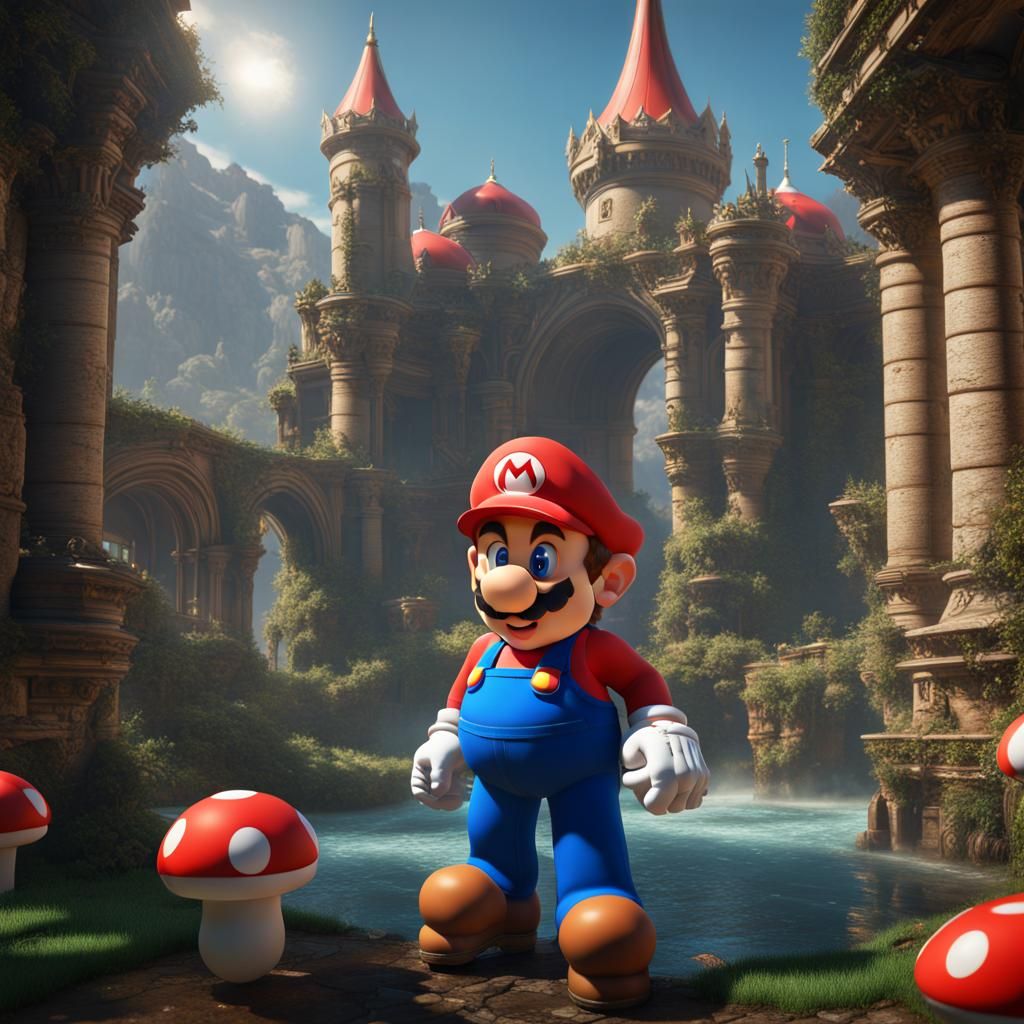 Detailed Matte Painting of Mario in Unreal Engine