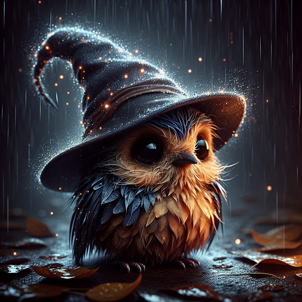 Robin Wizard in Dimly Lit Night Sky