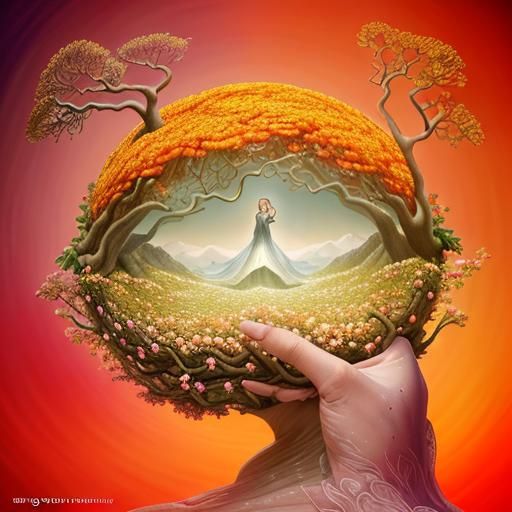 Surreal Fruit Trees Fleeing: A Hyperrealistic Dreamscape