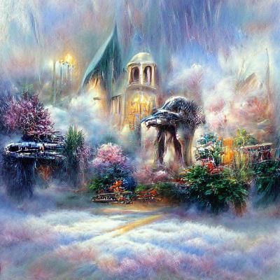Ethereal Star Wars Scene in Kinkade Style