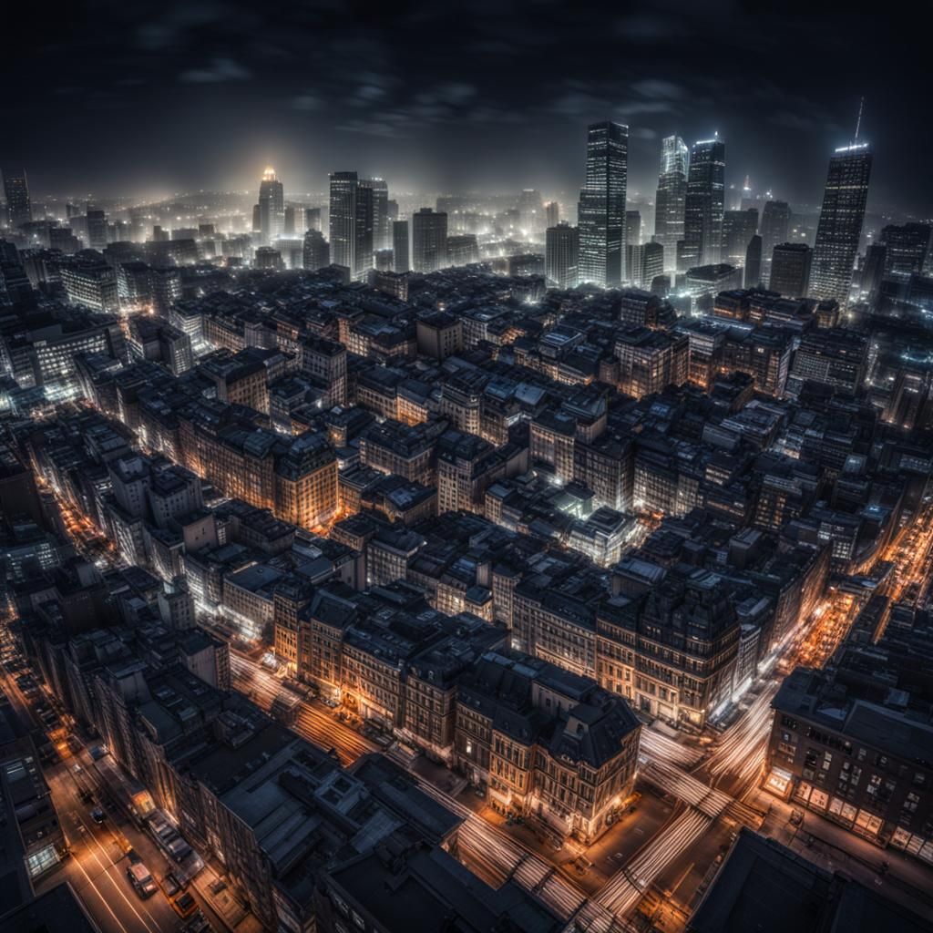 Hyperrealistic Night Cityscape in High Definition