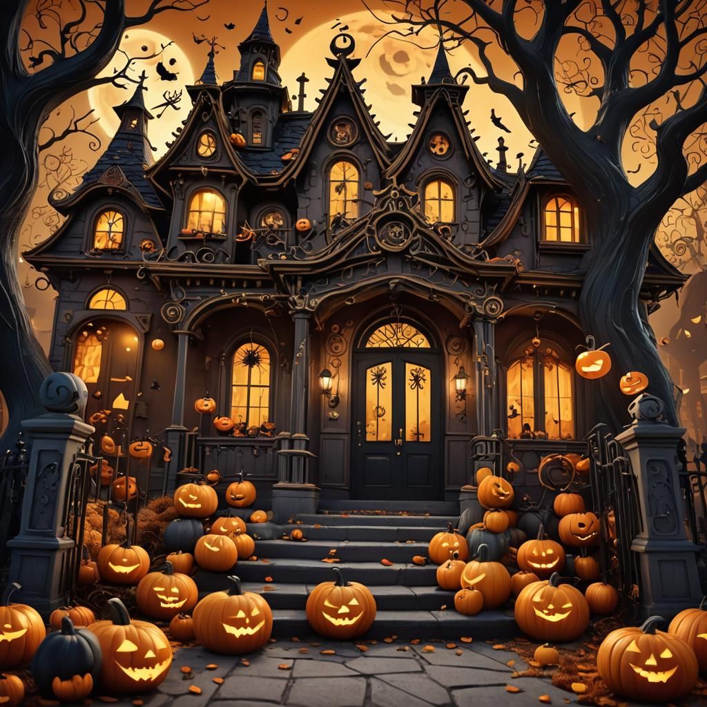 Spooky Halloween Mansion in Stop Motion Style