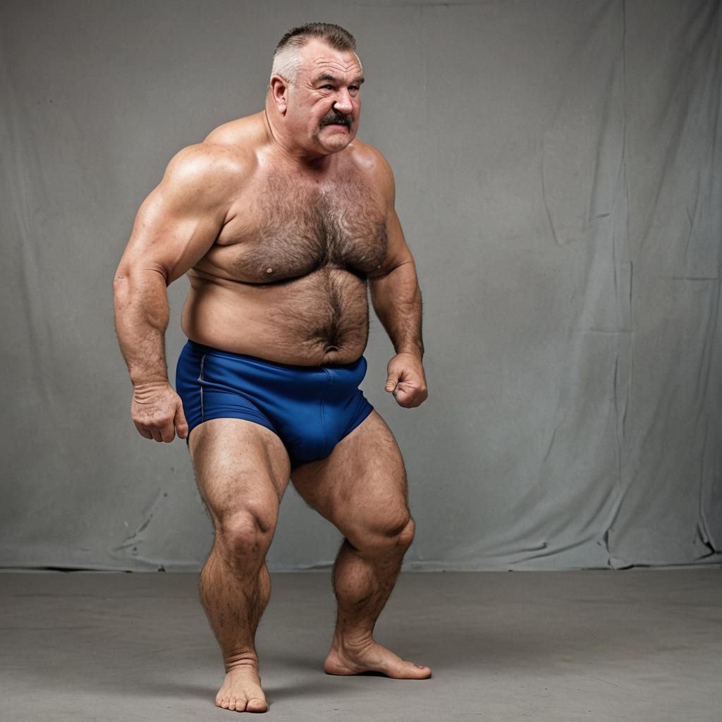 Confident Polish Wrestler Posing in the Ring