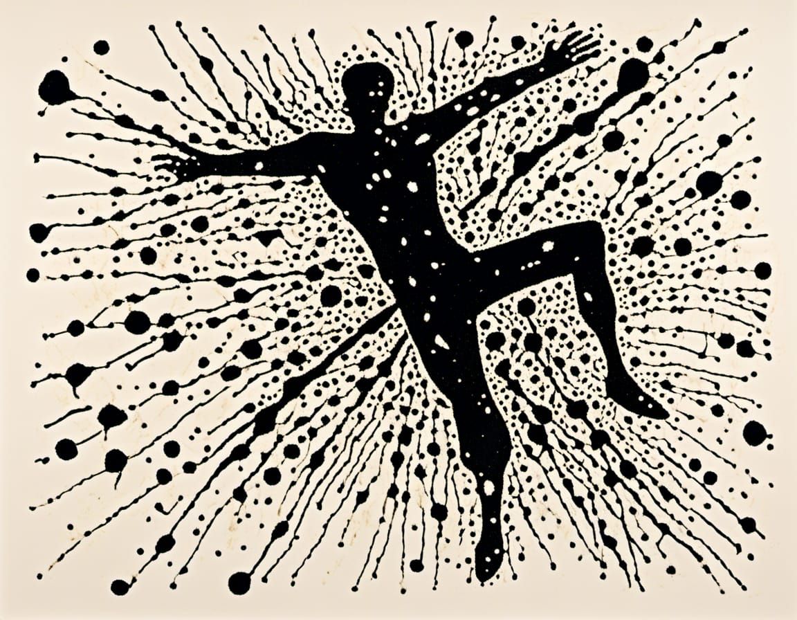 Abstract Ink Splatter in Vorticism Art Deco Style