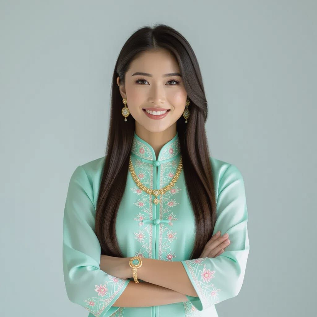 Thai Woman Portrait in Contemporary Japanese Style