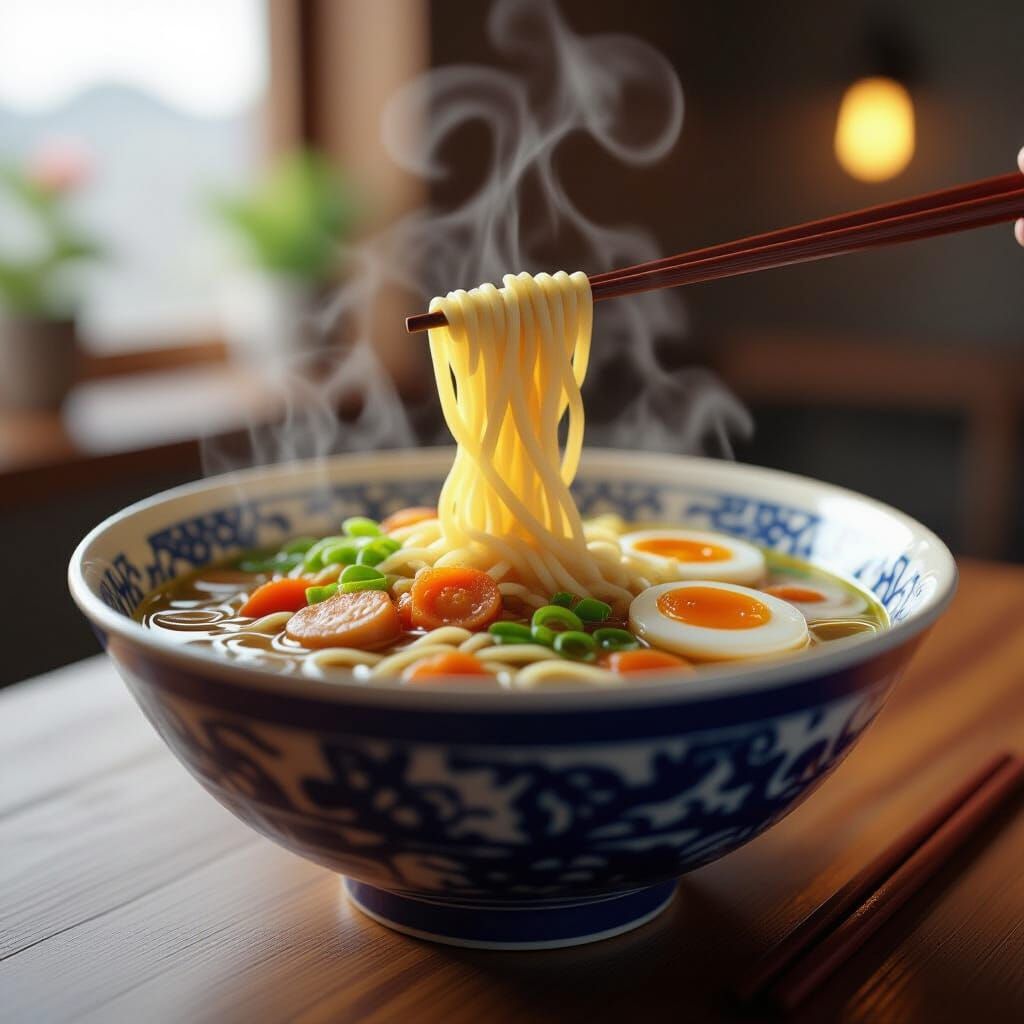 Detailed Ramen Bowl Inspired by Digital Artists