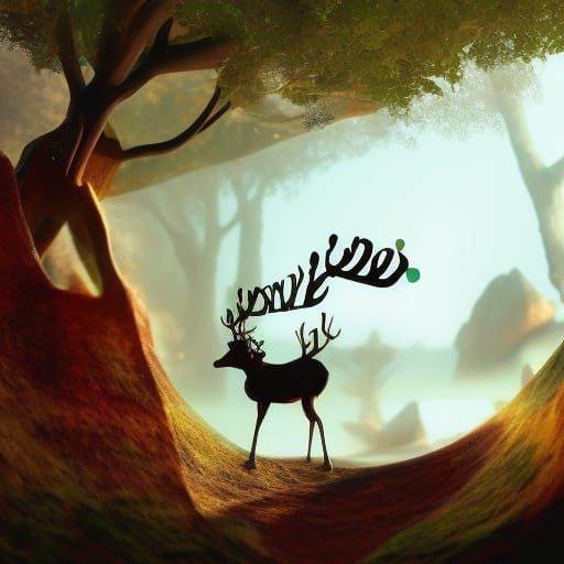 Majestic 3D Reindeer in White Room: Digital Art