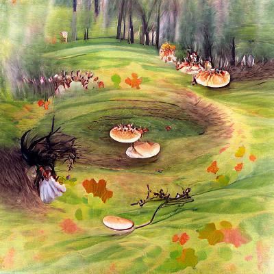 Enchanted Fairy Ring in Autumn Forest