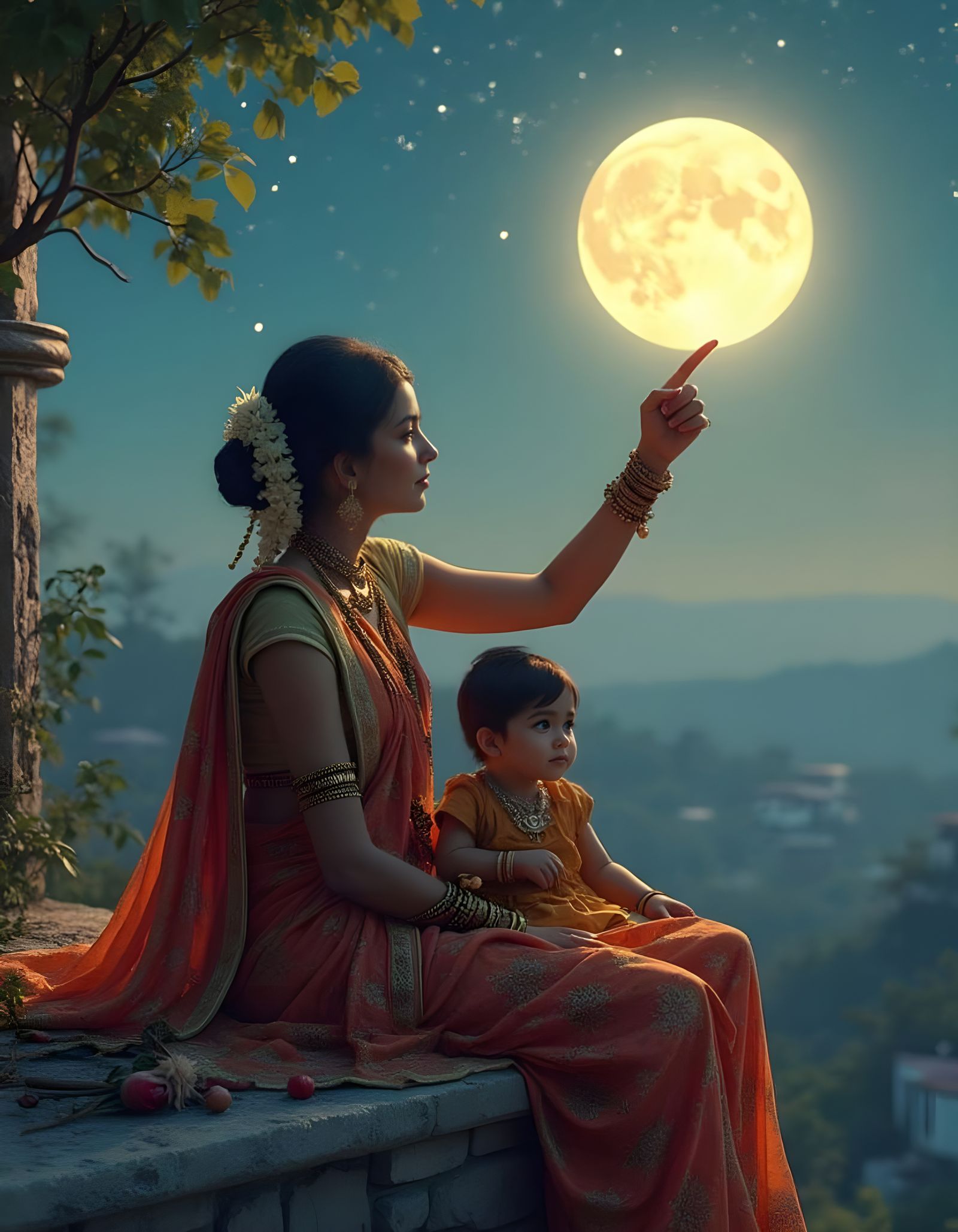 Surreal South Indian Mother Feeds Child Under Majestic Full ...