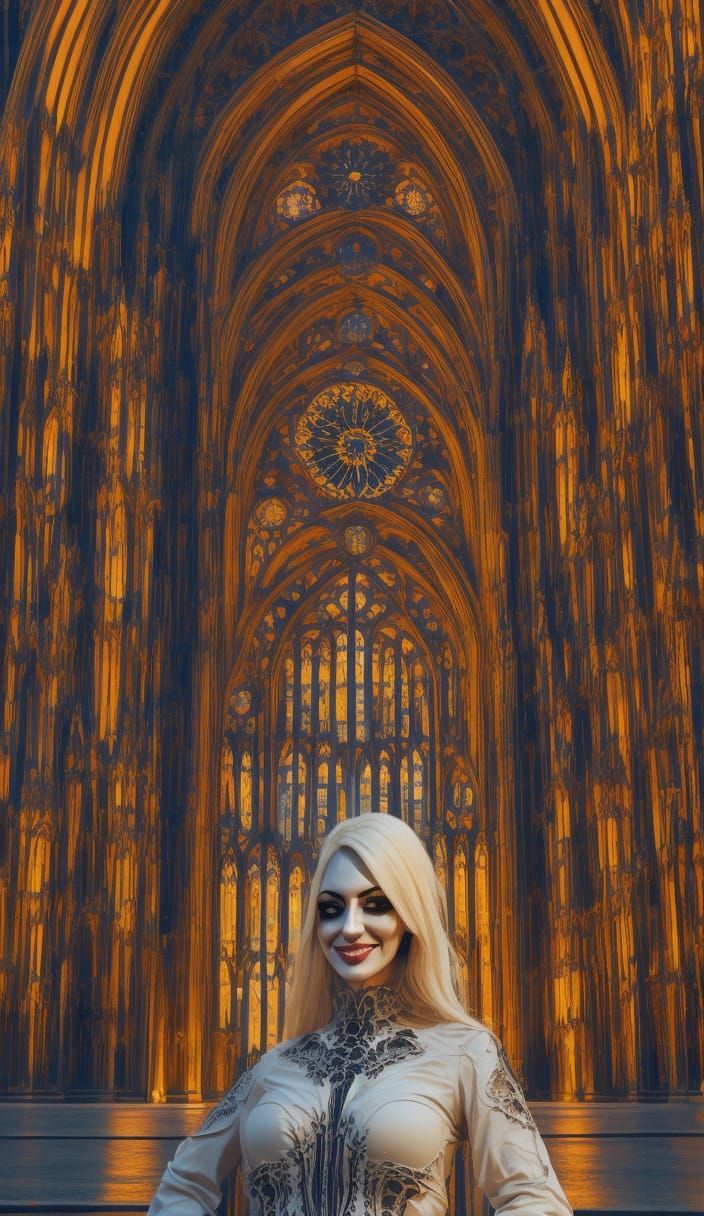 Blonde Goth Girl in Sci-Fi Gothic Setting