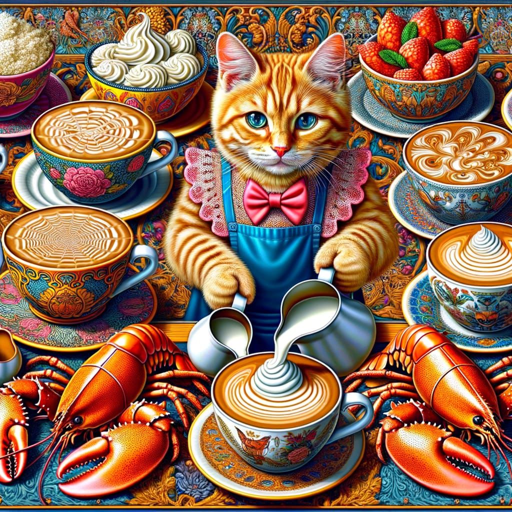 Whimsical Kitten Cafe in Maximalist Style