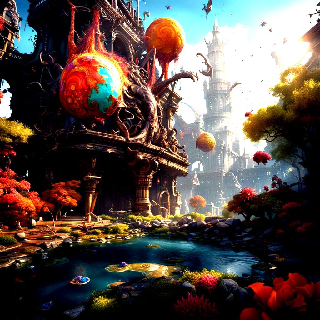 Fantastical Words in Deep Color, Detailed Matte Painting