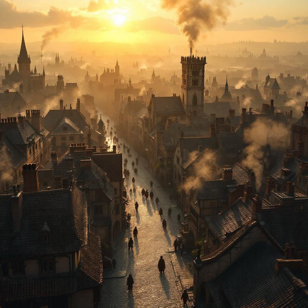 Ultra-Realistic Medieval City at Dawn in 8K