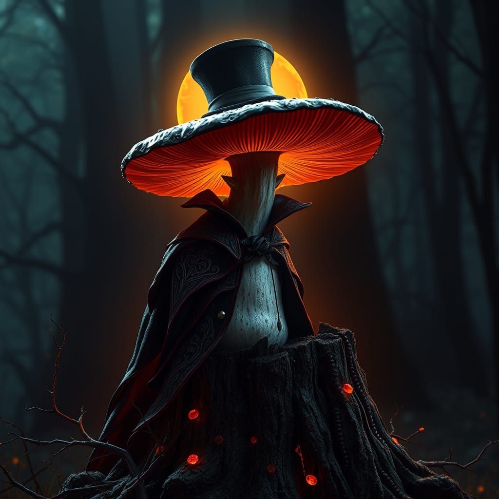 Majestic Mushroom in Victorian Gothic Attire