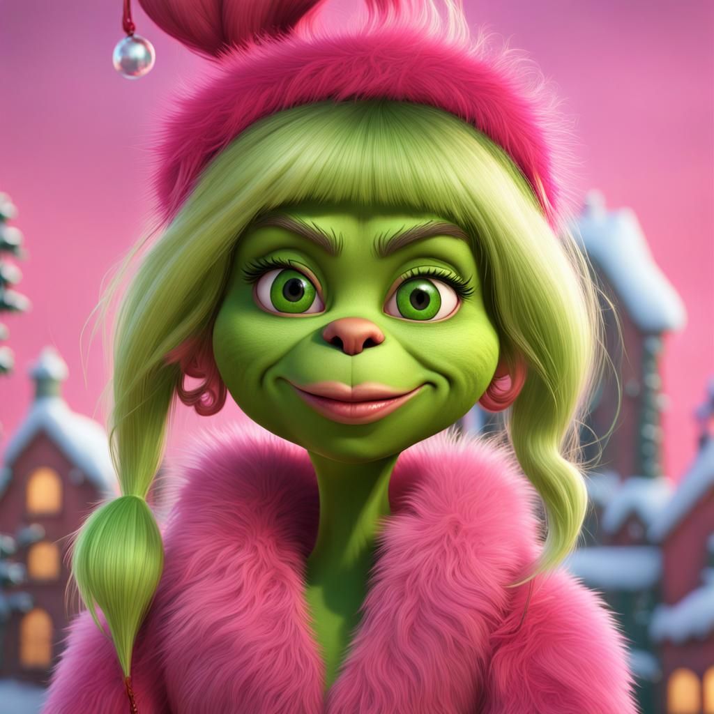 Pretty Lady Grinch in Pink Outfit 3D Animation