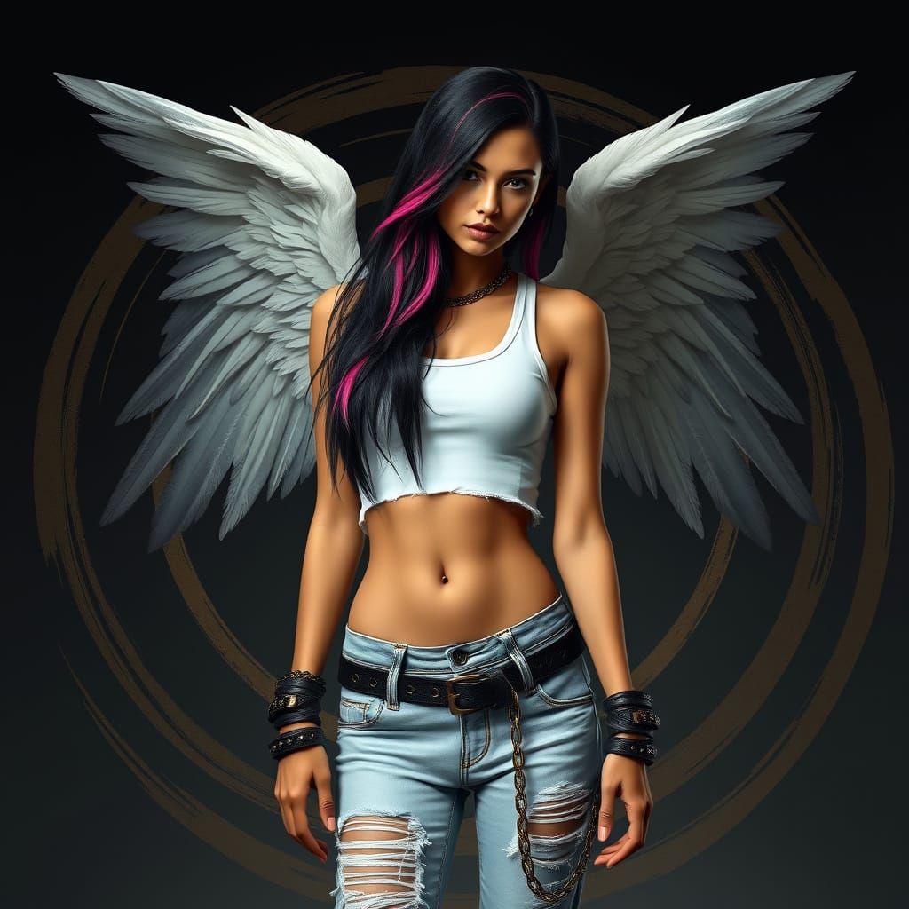 Angel with Chains in Gothic Fantasy Style