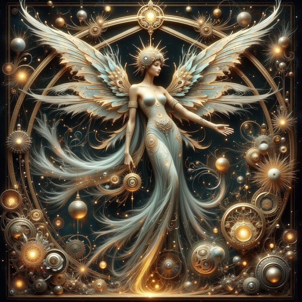 Clockwork Fairy in Art Nouveau Style