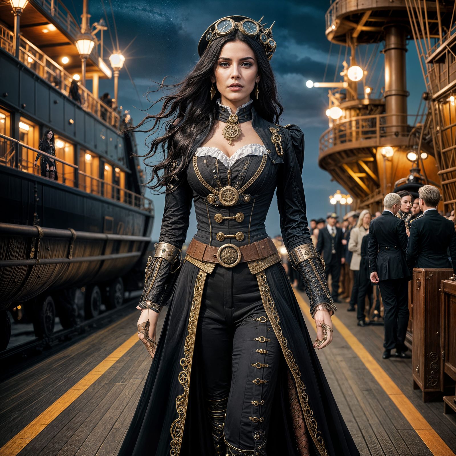 Steampunk Goddess on Ship Runway