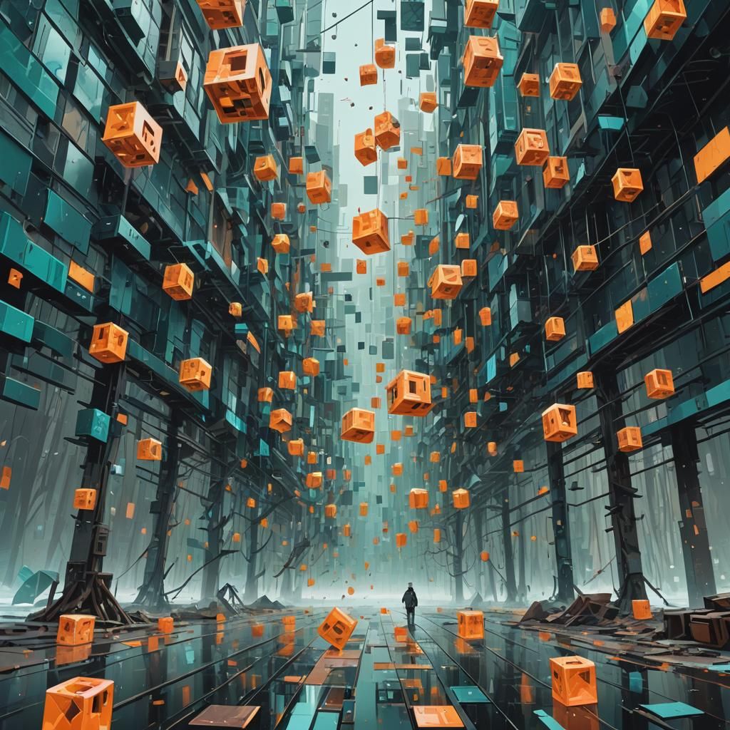 Crystalline QR Code Shatters in Geometric Abstraction