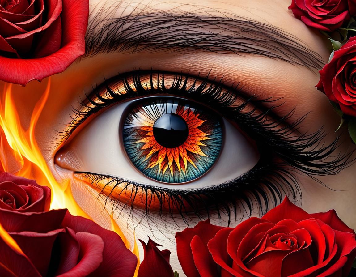 Magical World with Fire Rose Eyes Photo