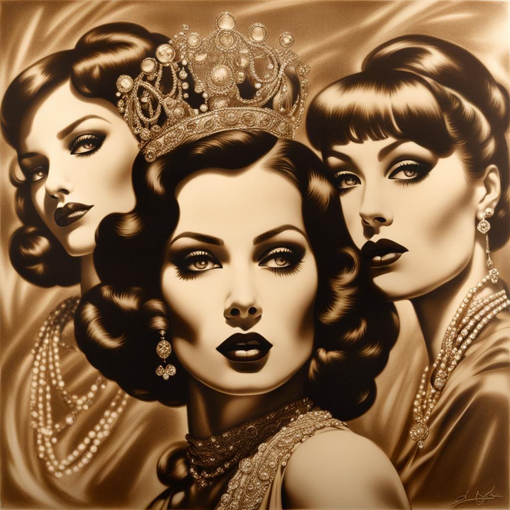 "Sepia art illusion"  roaring glamour girls hollywood movie stars class