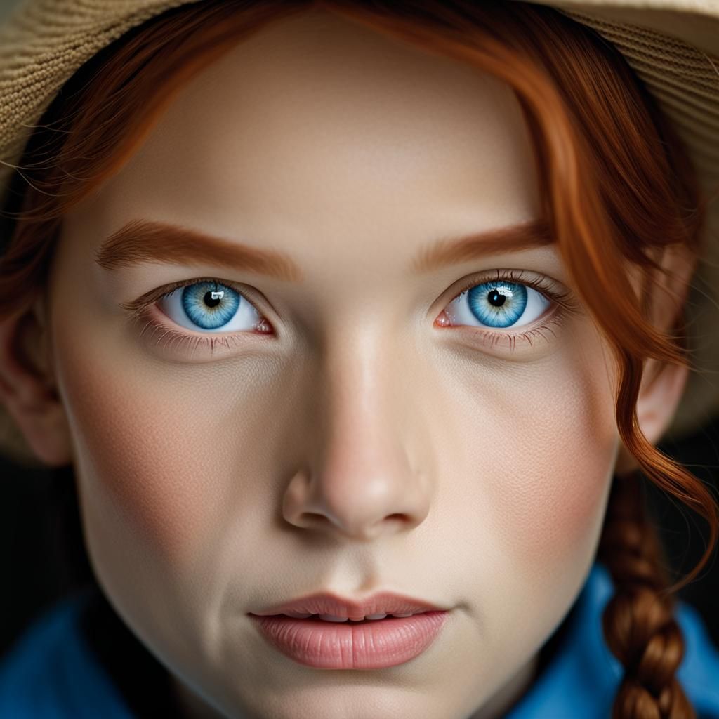 Striking Portrait of Amish Redhead with Blue Eyes