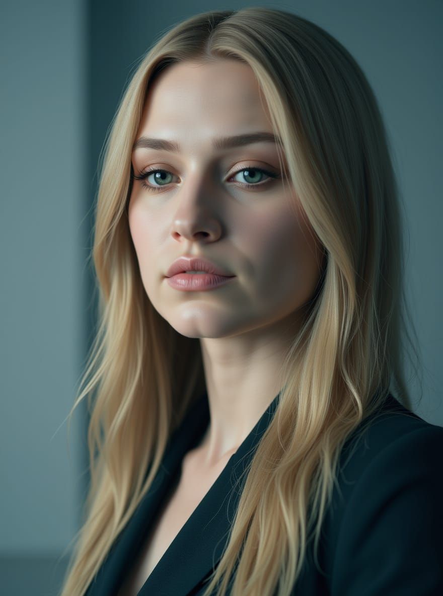 Elegant Woman Portrait in Futuristic Style