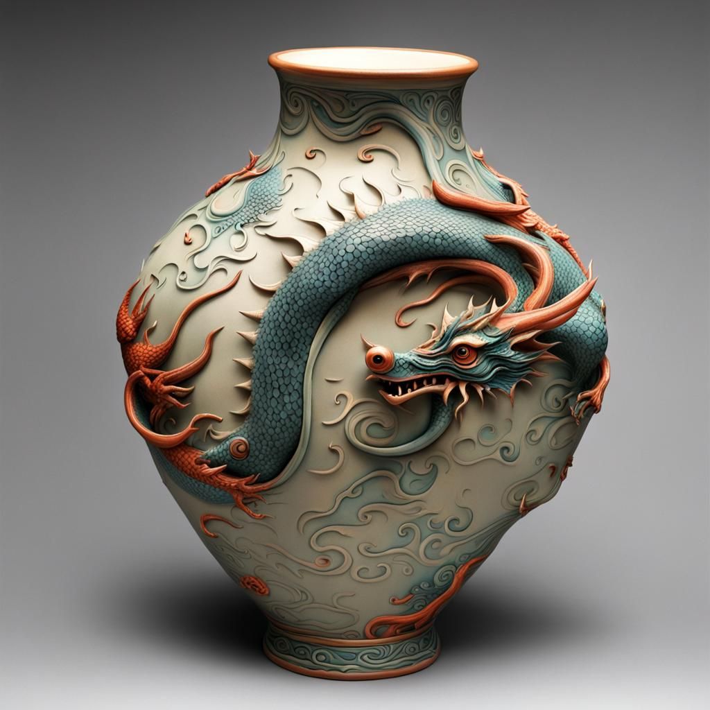 Whimsical Ceramic Dragon Vase Masterpiece