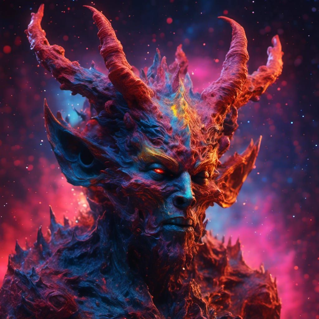 Devil-Shaped Nebula in Hyperrealistic Style