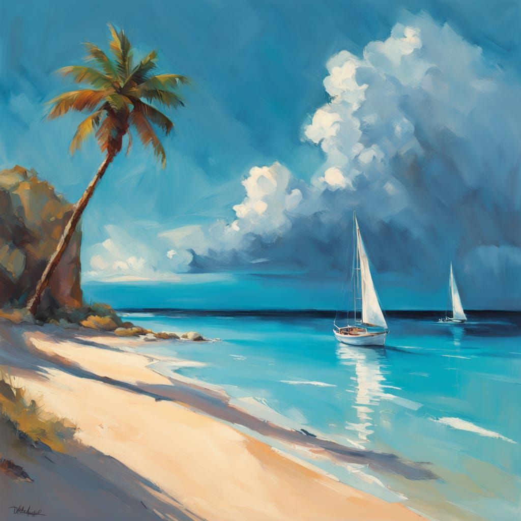 Duality of Nature: Tropical Beach and Stormy Seas