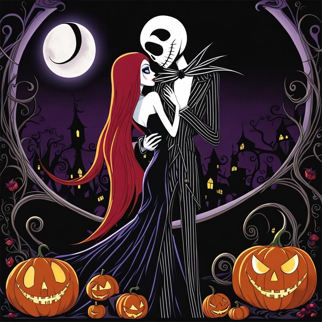Passionate Halloween Embrace of Jack and Sally