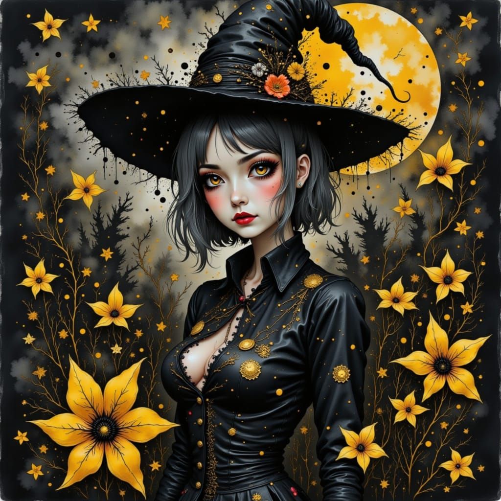 Golden Witch in Dark Ink