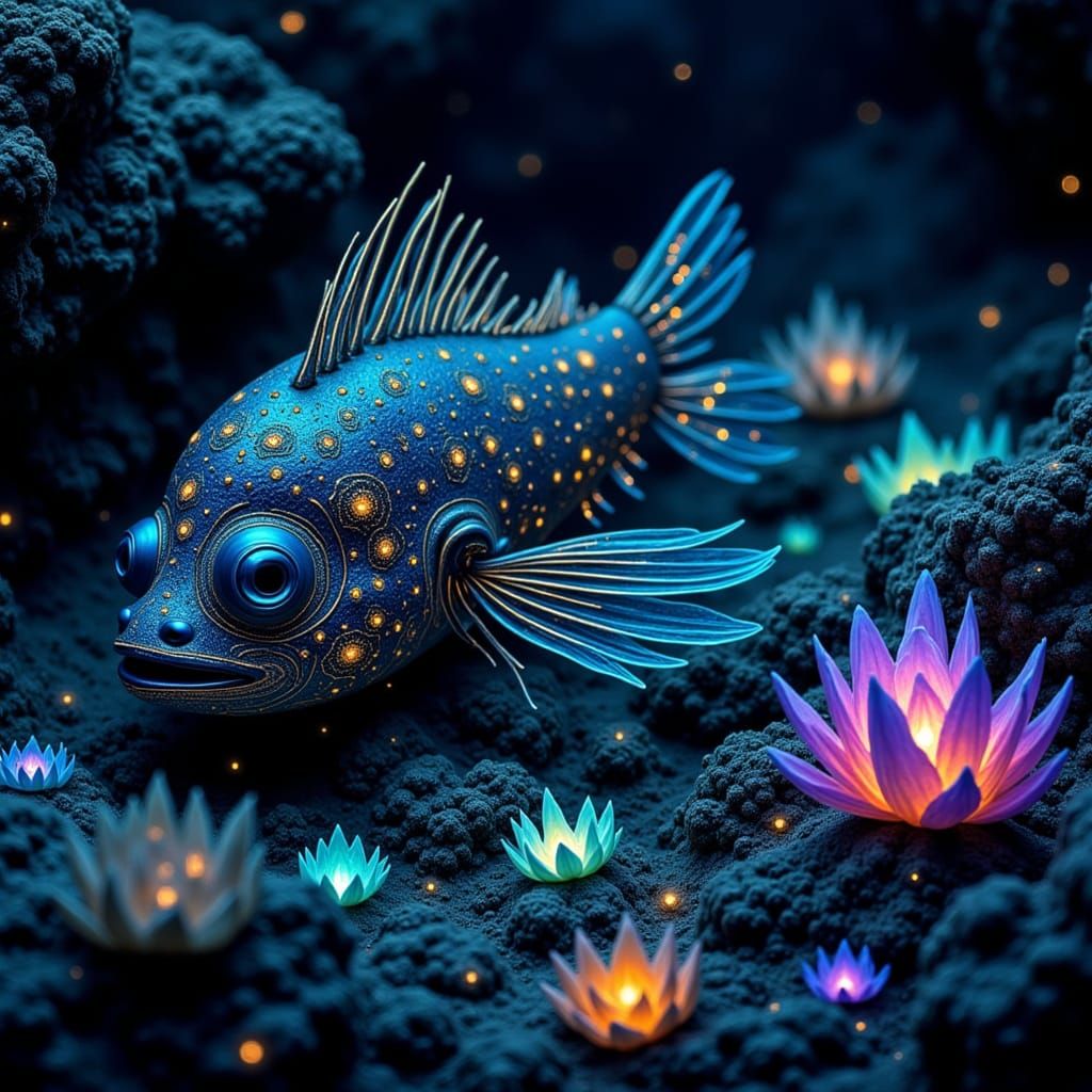 Bioluminescent Anglerfish in Abyssal Depths