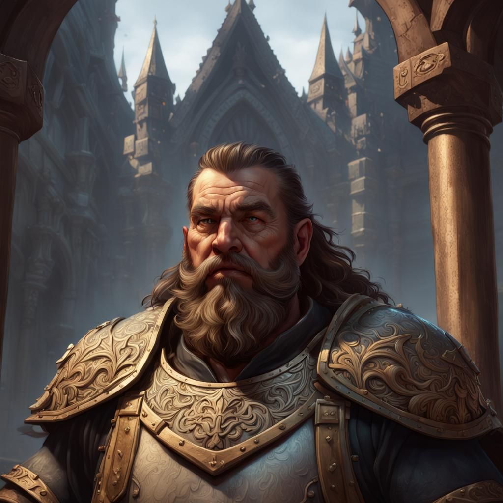 Dwarf Paladin Portrait in Dark Fantasy Style
