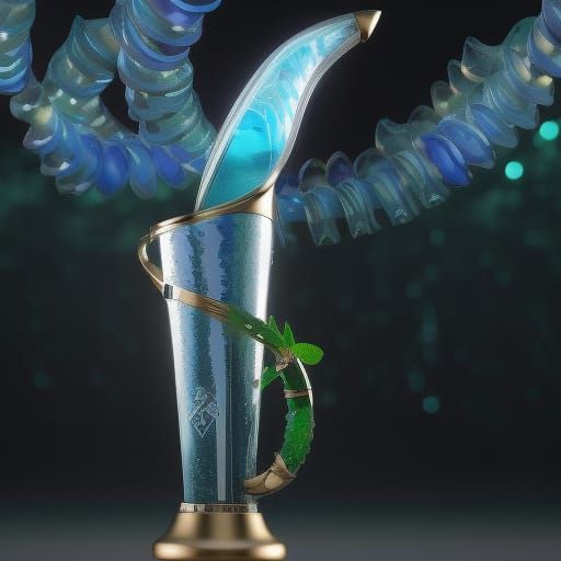 Icy Blue Drink in Glass Viking Horn