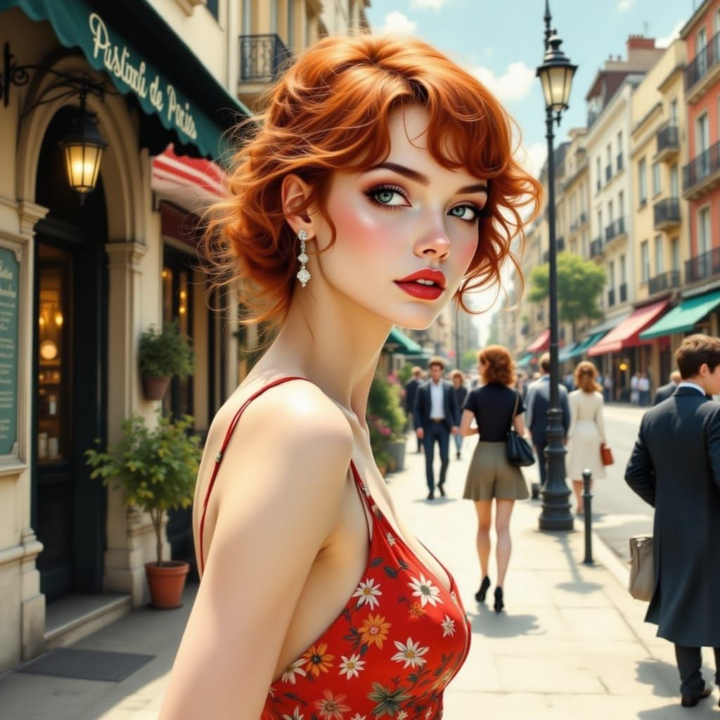 Redhead in Paris: Moody Surrealism Pin-Up
