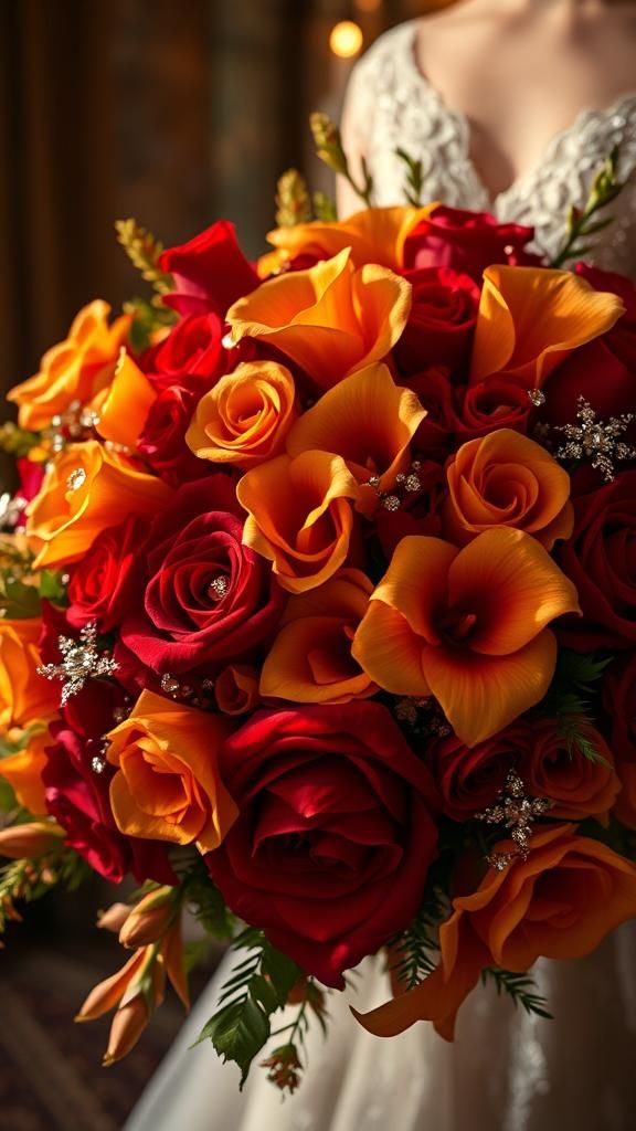 Regal Autumn Wedding Bouquet with Diamonds