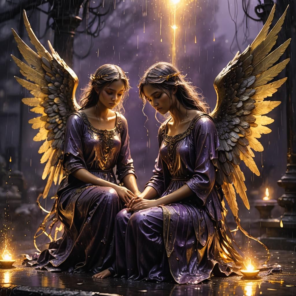 Angels Creating Rain: Dark Fantasy Concept Art