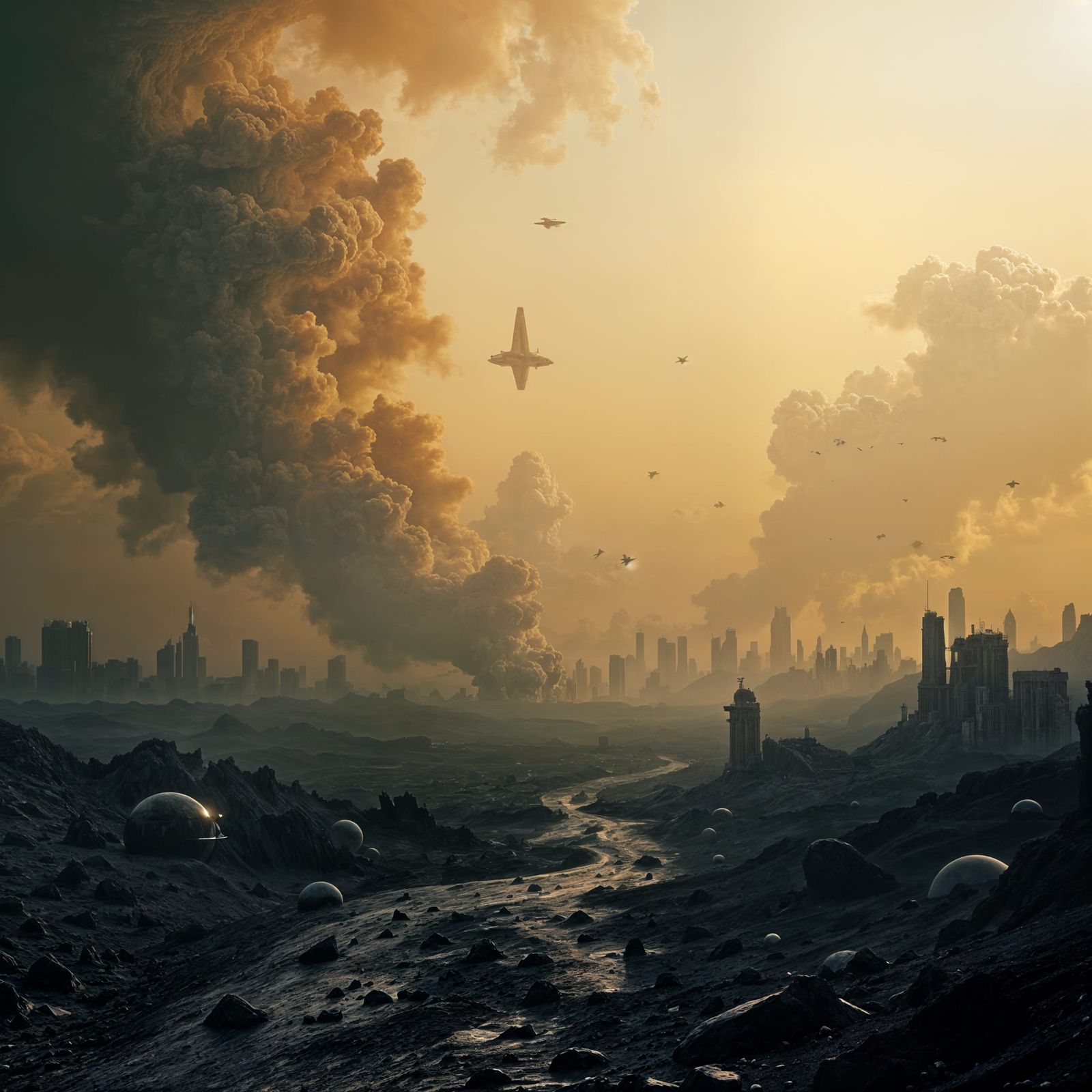 Earth's Ruin: Spaceships Depart in Cinematic Style