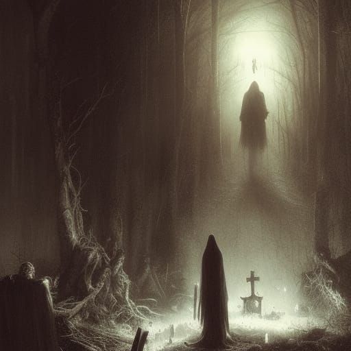 Ana de Armas Zombie in Haunted Gothic Cemetery