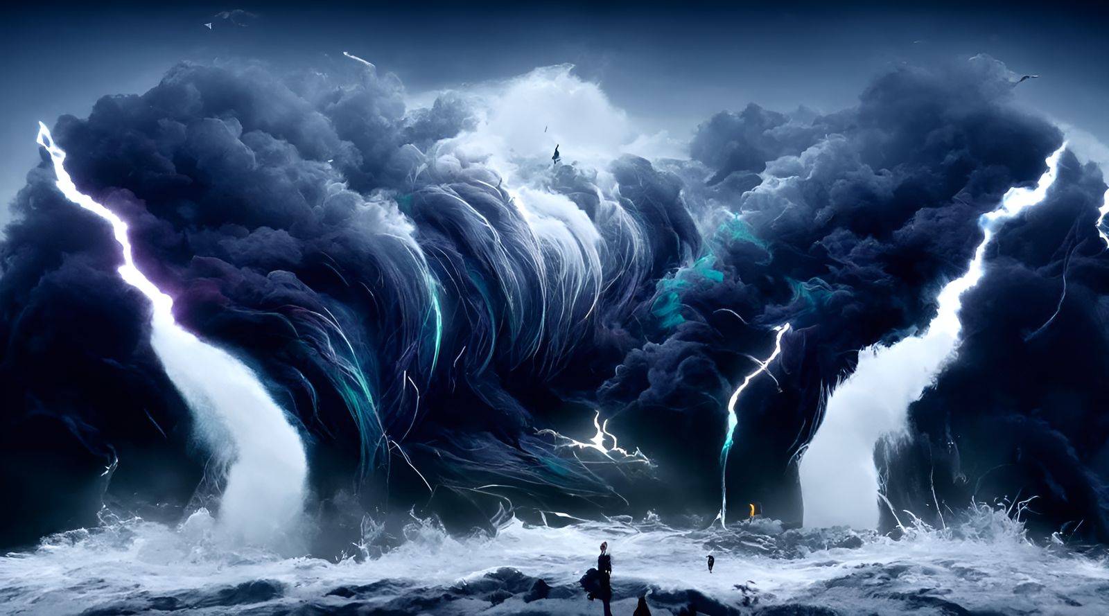 Turbulent Ocean Tsunami in Romantic Style