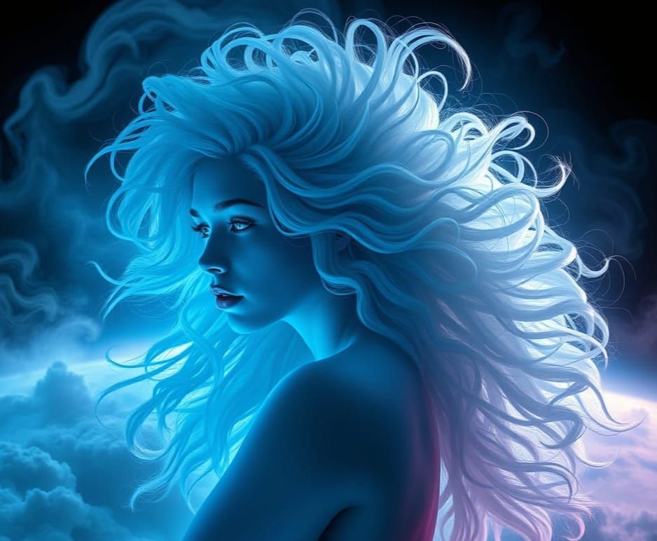 Andromeda's Dark Fractal Landscape with Alien Predator