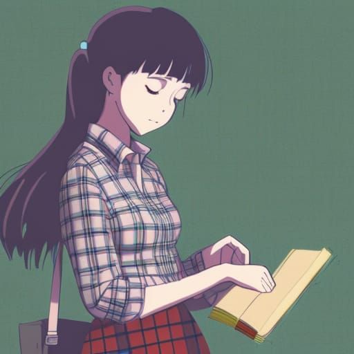 Girl Reading Book: Anime-Inspired Pencil Sketch