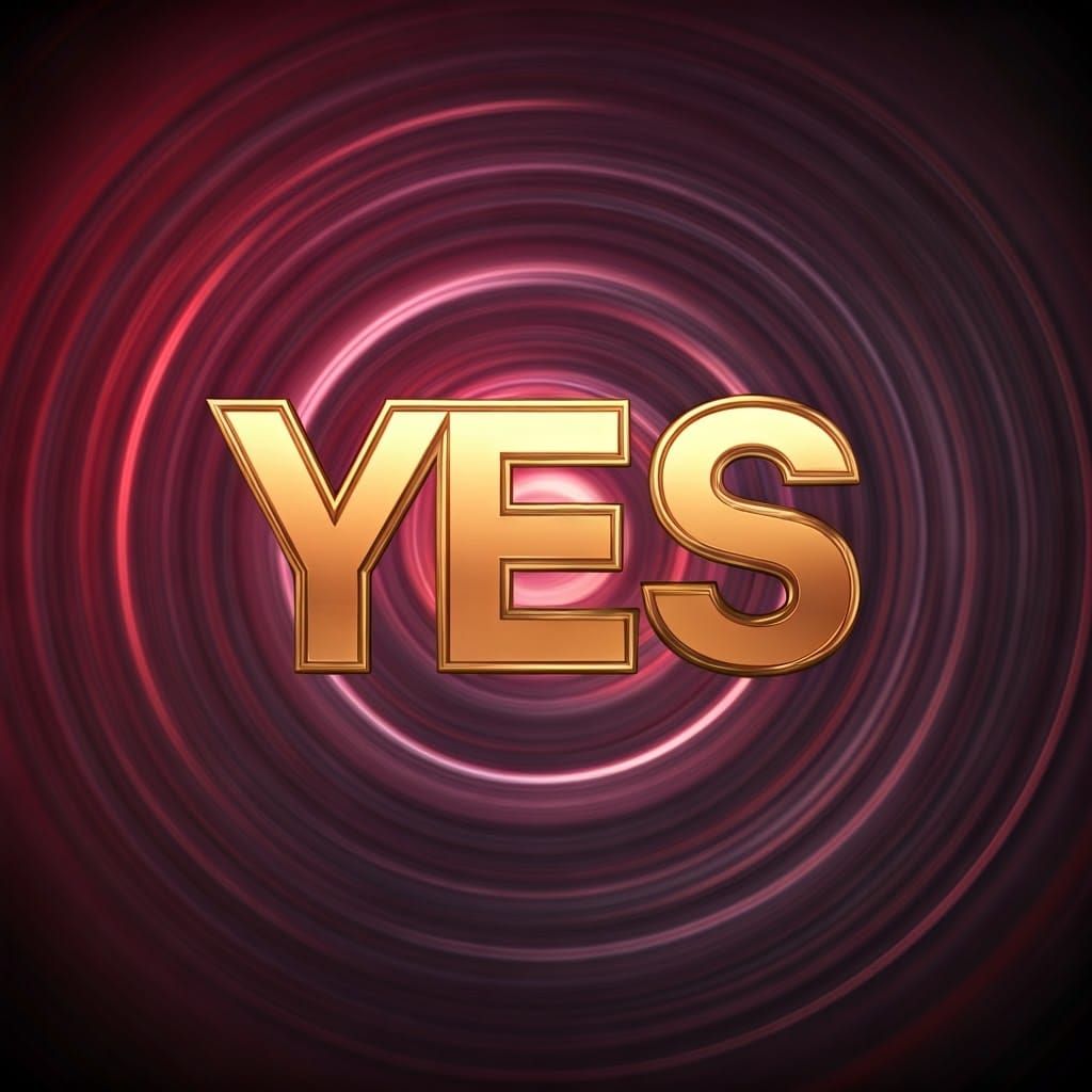 Metallic Gold "YES" with Ombre Aura