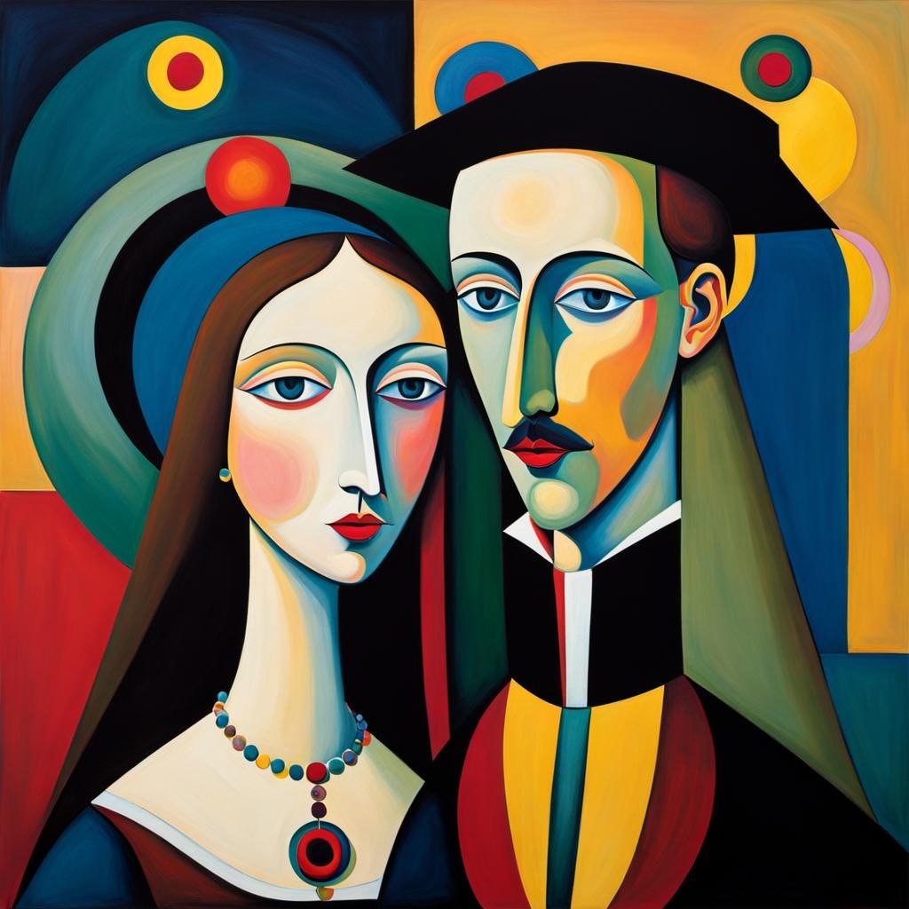 Abstract Arnolfini Portrait in Kandinsky Style