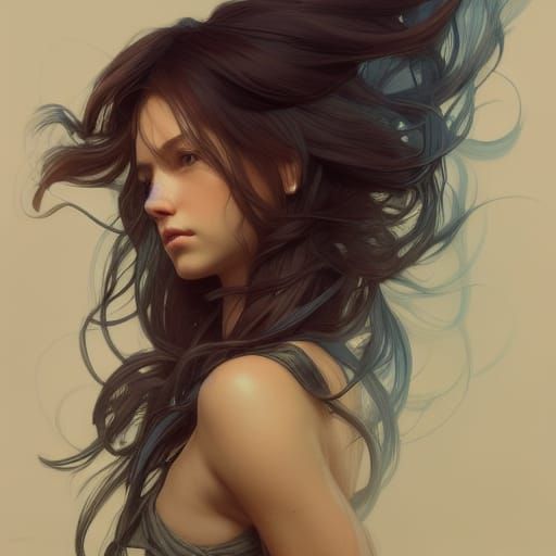 Detailed Portrait of Person with Long Hair