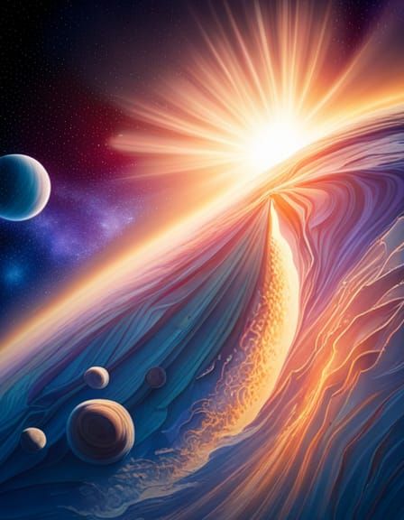 Weightless Journey Through Space with Celestial Bodies