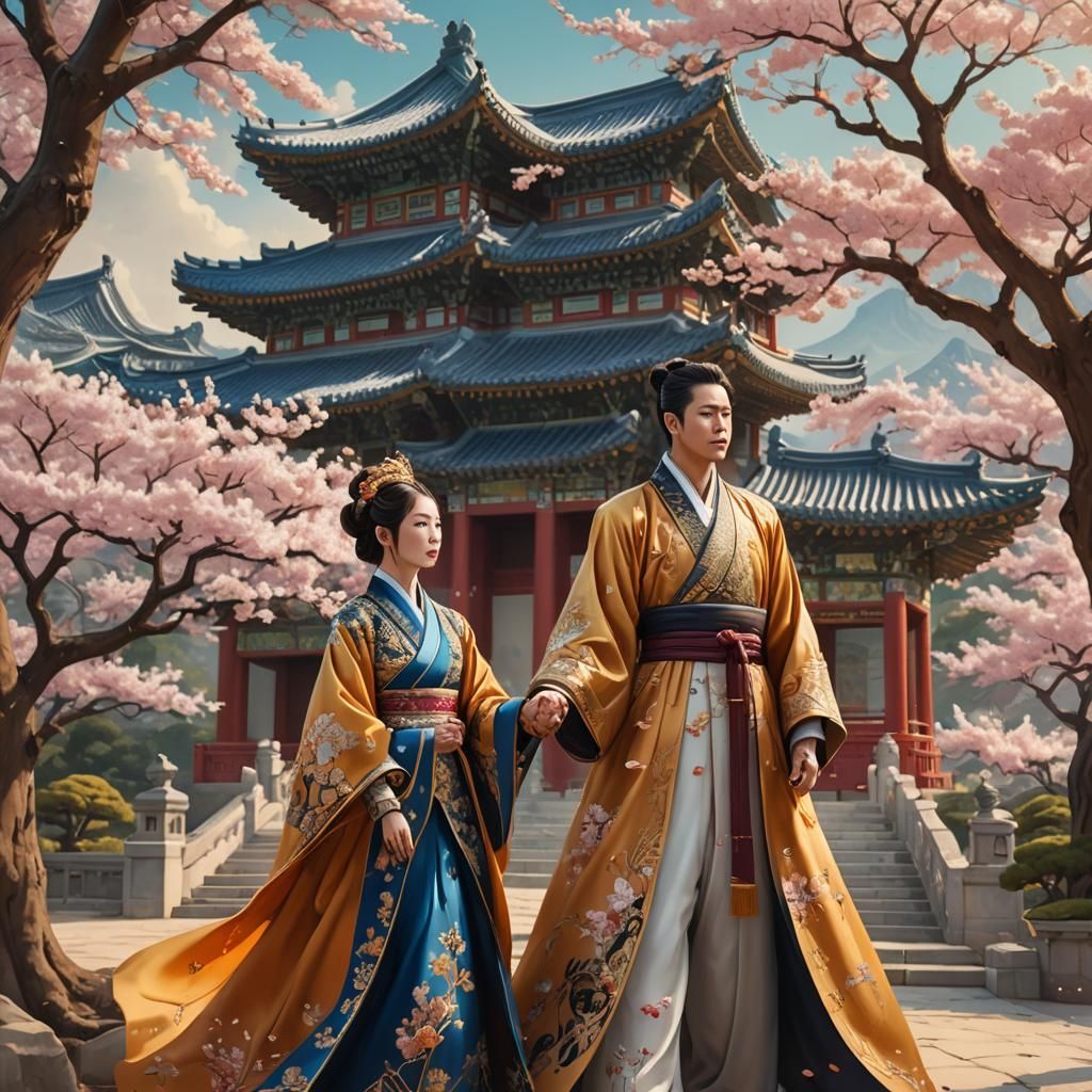 Korean Drama Palace with King and Queen