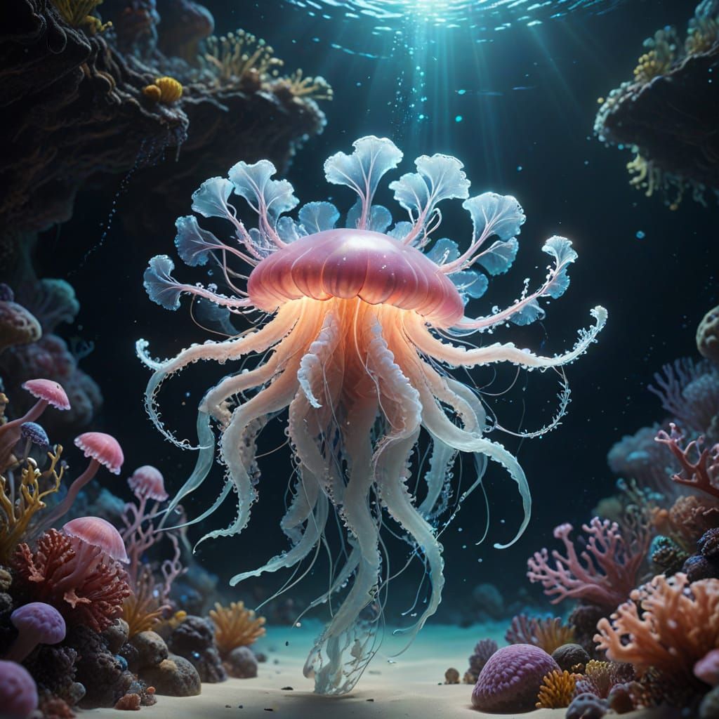 Surreal Cosmic Dreamscape: Axolotls in a Bioluminescent Real...