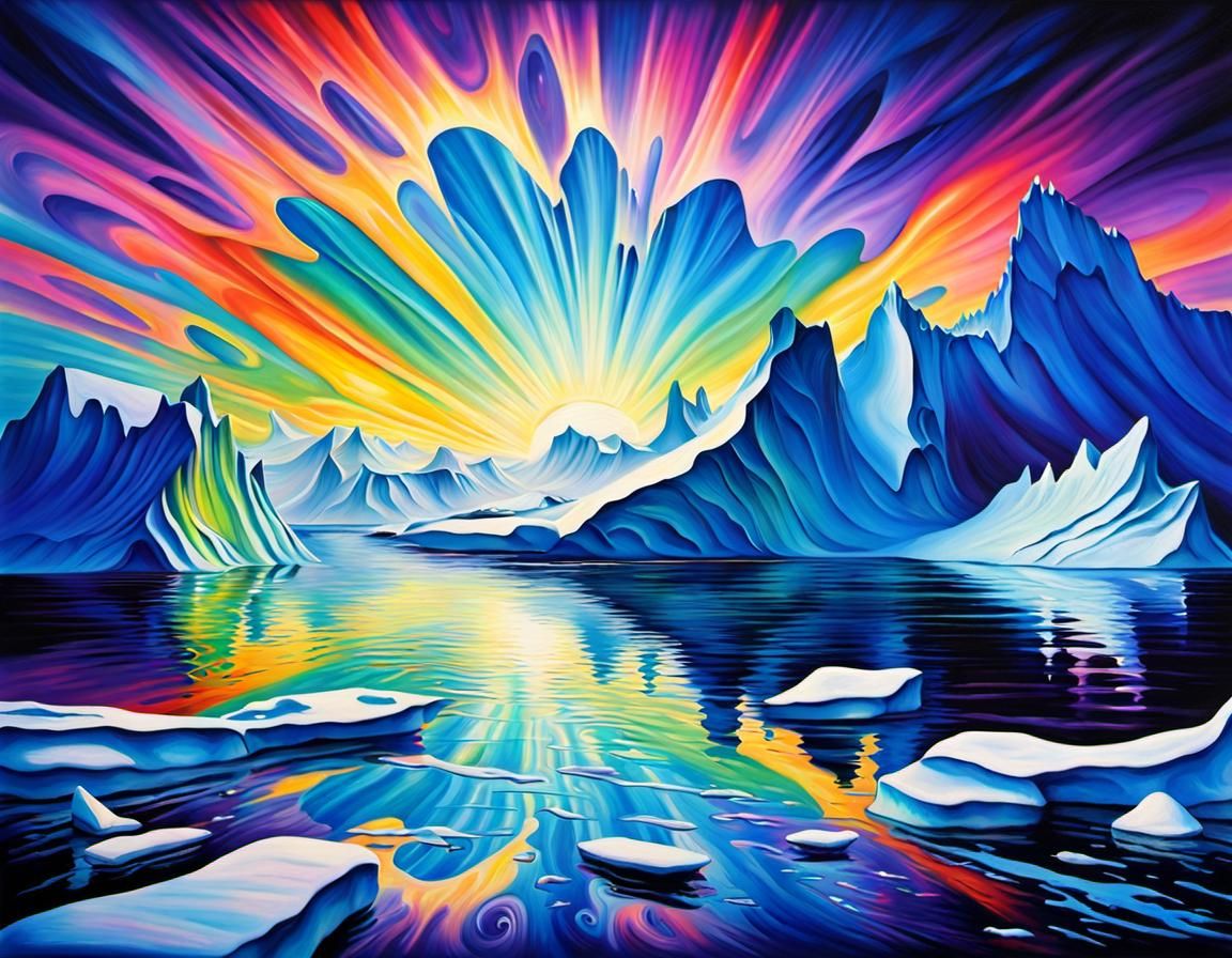 Psychedelic Antarctic Landscape in Expressionist Style